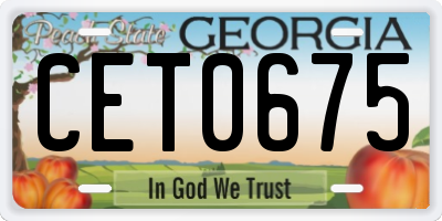 GA license plate CET0675