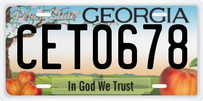 GA license plate CET0678