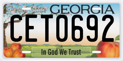 GA license plate CET0692