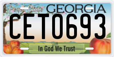 GA license plate CET0693