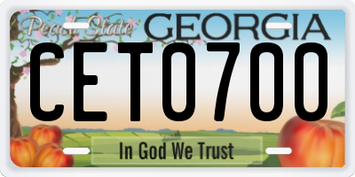 GA license plate CET0700