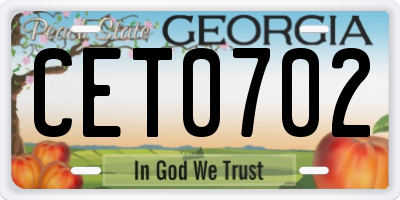 GA license plate CET0702