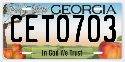 GA license plate CET0703