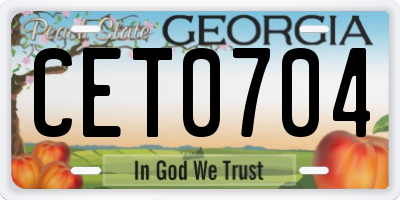 GA license plate CET0704
