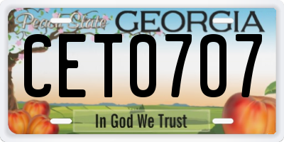 GA license plate CET0707