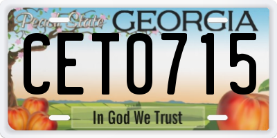 GA license plate CET0715