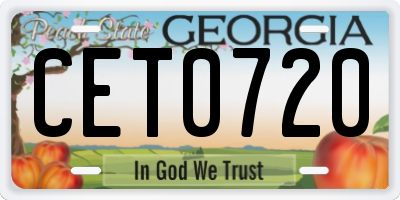 GA license plate CET0720