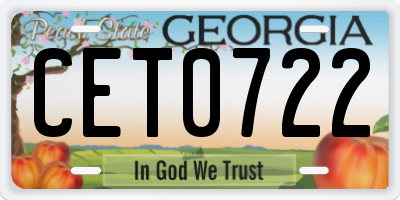 GA license plate CET0722