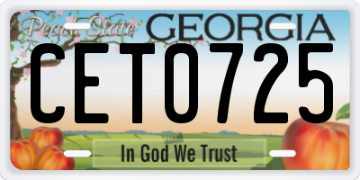 GA license plate CET0725