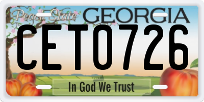 GA license plate CET0726