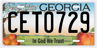 GA license plate CET0729