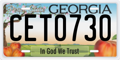 GA license plate CET0730
