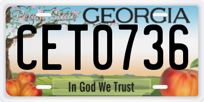 GA license plate CET0736