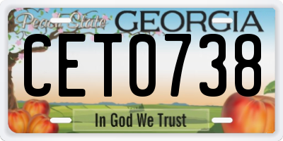 GA license plate CET0738