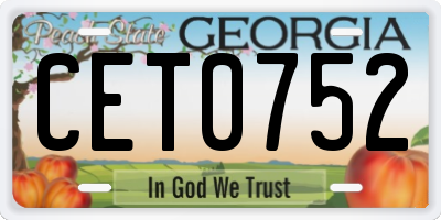 GA license plate CET0752