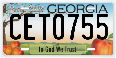 GA license plate CET0755