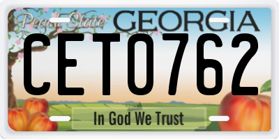 GA license plate CET0762