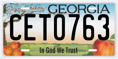 GA license plate CET0763