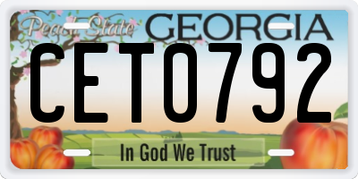 GA license plate CET0792