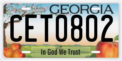 GA license plate CET0802