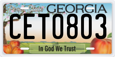 GA license plate CET0803