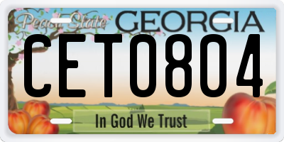 GA license plate CET0804