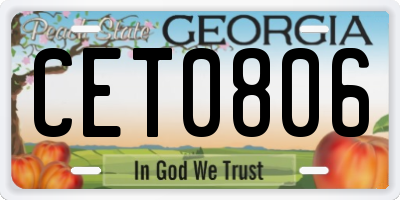 GA license plate CET0806
