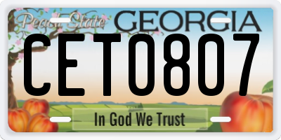GA license plate CET0807