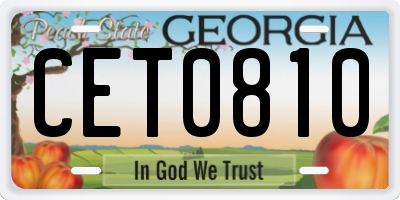 GA license plate CET0810