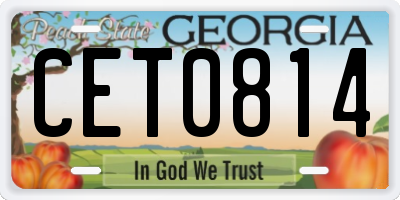 GA license plate CET0814