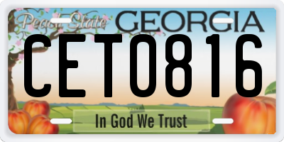 GA license plate CET0816