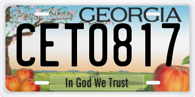 GA license plate CET0817