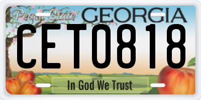 GA license plate CET0818
