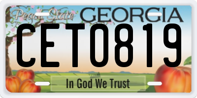GA license plate CET0819