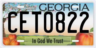 GA license plate CET0822