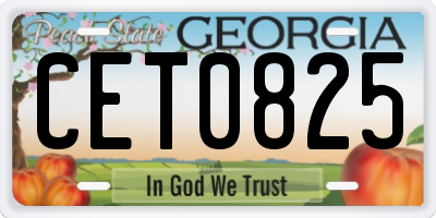 GA license plate CET0825