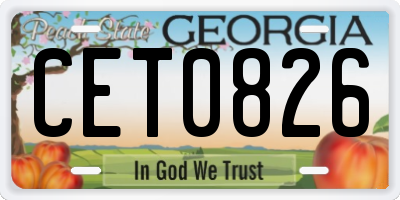GA license plate CET0826