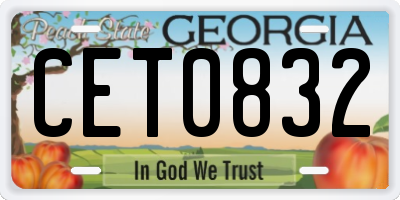 GA license plate CET0832
