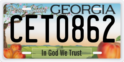 GA license plate CET0862