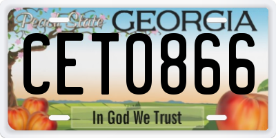 GA license plate CET0866