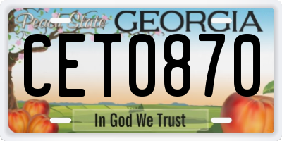 GA license plate CET0870