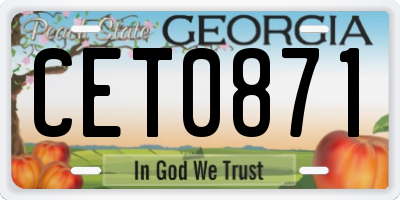 GA license plate CET0871