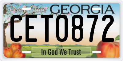 GA license plate CET0872