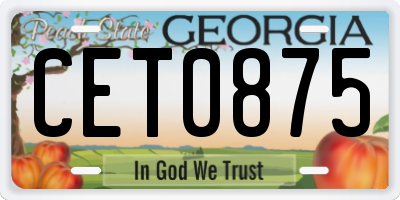 GA license plate CET0875