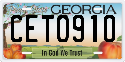 GA license plate CET0910