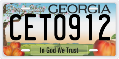 GA license plate CET0912