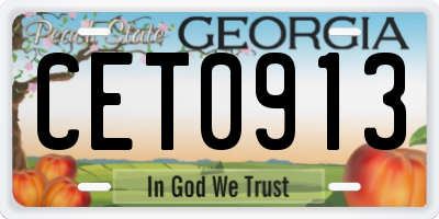 GA license plate CET0913