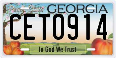 GA license plate CET0914