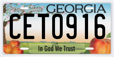 GA license plate CET0916