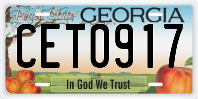 GA license plate CET0917